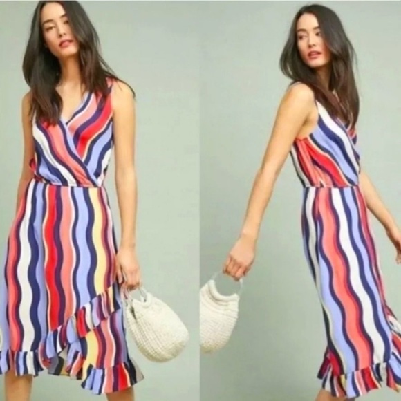 Plenty by Tracey Reese “Daphne” stripe dress from Anthropologie wrap style Sz XS - Picture 1 of 2